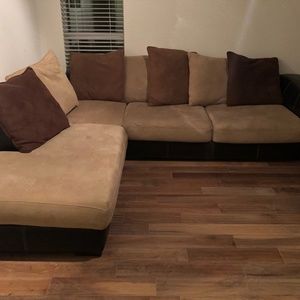 Large suede sectional